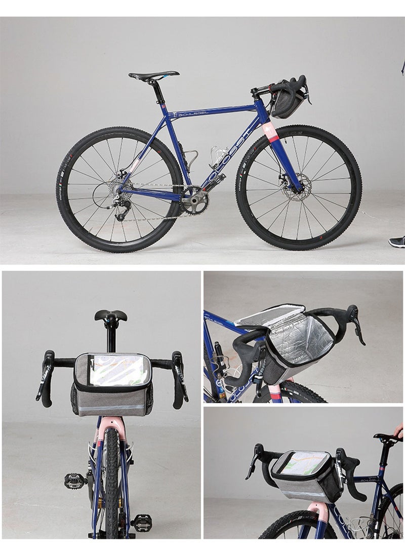 LEOKOR Bike Handlebar Bag Basket Pannier Cooler Bag With Reflective Strip Waterproof Bike Storage Bag with Touchable Transparent Phone Pouch for Mountain Road Bikes Scooters  - Image 3