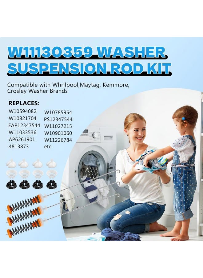 Vypart 【2025 Upgraded】W11130359 MVWB765FW1 MVWB765FW3 WTW7040DW1 7MWTW7000EW0 Washer Suspension Rod Kit for Whirlpool Maytag Kenmore Washer - Replaces W10594082 W10785954 W11027215 W10901060 suspension rod - Image 5