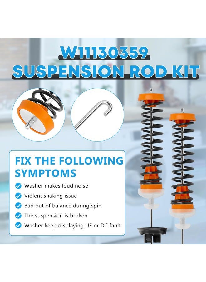 Vypart 【2025 Upgraded】W11130359 MVWB765FW1 MVWB765FW3 WTW7040DW1 7MWTW7000EW0 Washer Suspension Rod Kit for Whirlpool Maytag Kenmore Washer - Replaces W10594082 W10785954 W11027215 W10901060 suspension rod - Image 3