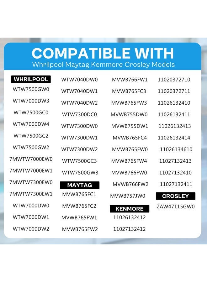 Vypart 【2025 Upgraded】W11130359 MVWB765FW1 MVWB765FW3 WTW7040DW1 7MWTW7000EW0 Washer Suspension Rod Kit for Whirlpool Maytag Kenmore Washer - Replaces W10594082 W10785954 W11027215 W10901060 suspension rod - Image 2