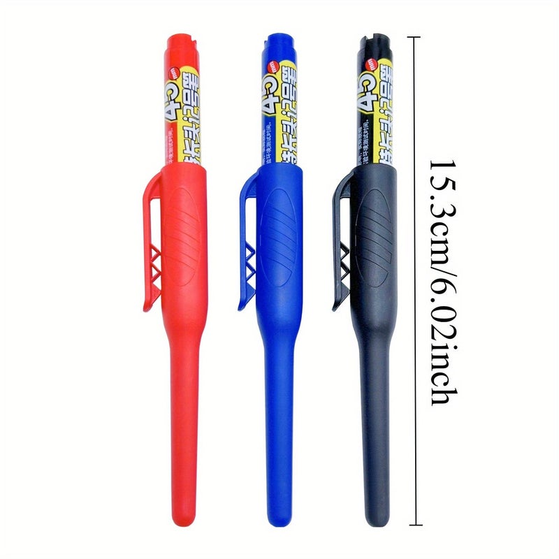 12pcs Oil Based Markers 45mm Extended Tip Black Red Blue Long Nose Deep Hole Waterproof Quick Dry - Image 3