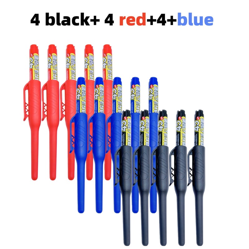 12pcs Oil Based Markers 45mm Extended Tip Black Red Blue Long Nose Deep Hole Waterproof Quick Dry - Image 2