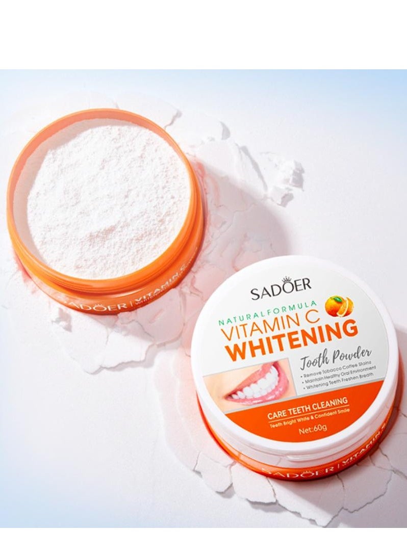 SADOER Vitamin C Whitening Tooth Powder Remove Coffee Tea Stains Effectively Whitens Teeth Refreshes Breath 60g  - Image 3