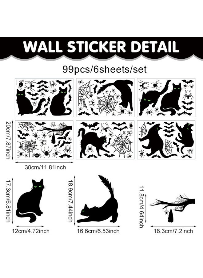 نيبمينينت لاصق زجاجي جديد لعيد الهالوين - مزيج مثالي من صورة الظل للقط الأسود وخفافيش اليقطين