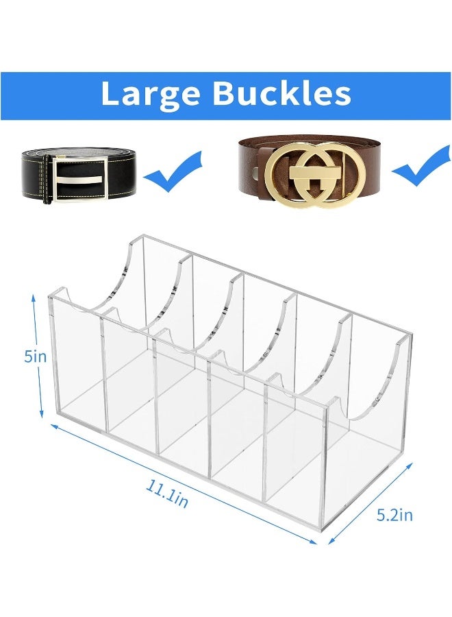 FEMELI FEMELI Belt Organizer, Acrylic 5 Compartments Belt Container Storage Holder, Clear Belt Display Case for Closet Tie and Bow Tie  - Image 3