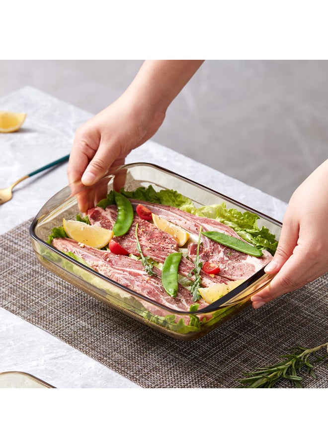 Visions Amber Rectangular Baking Dish 1.6l High Borosilicate Glass Oven Microwave Fish Plate Vegetable Plate Fruit Plate - Image 1