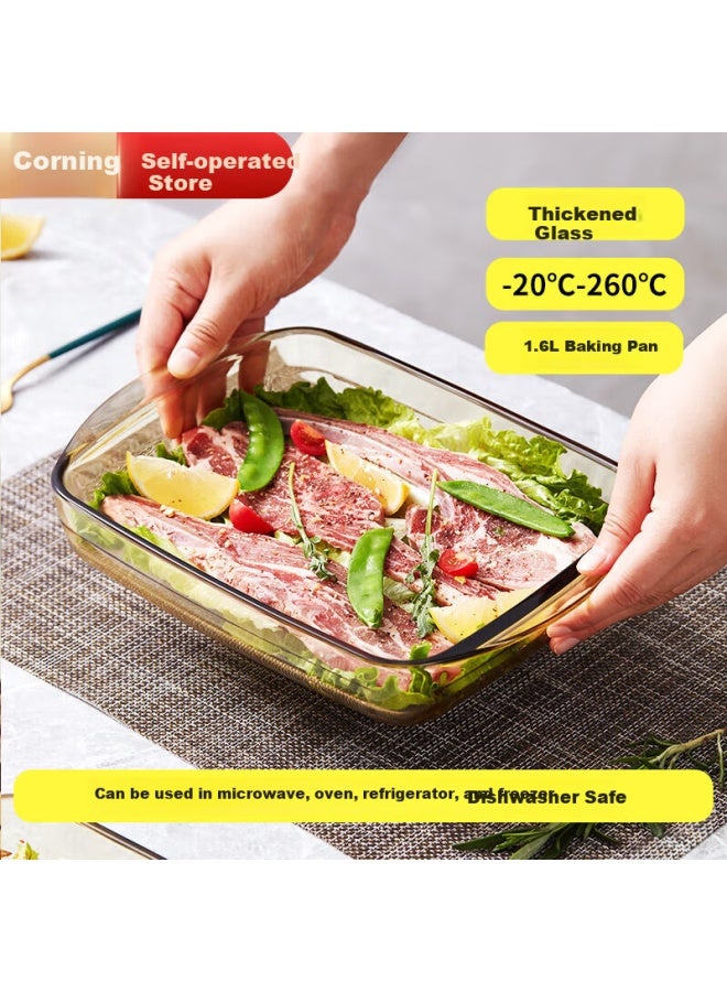 Visions Amber Rectangular Baking Dish 1.6l High Borosilicate Glass Oven Microwave Fish Plate Vegetable Plate Fruit Plate - Image 5