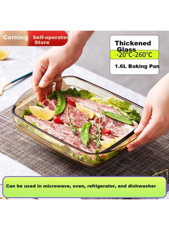 Visions Amber Rectangular Baking Dish 1.6l High Borosilicate Glass Oven Microwave Fish Plate Vegetable Plate Fruit Plate - Image 4