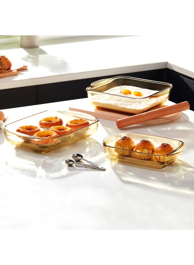 Visions Amber Rectangular Baking Dish 1.6l High Borosilicate Glass Oven Microwave Fish Plate Vegetable Plate Fruit Plate - Image 2