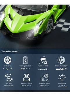 Beauenty Premium Convertible Rechargeable Big RC Racing Toy Car Replica Model (Green) RC Drift Car with Light and Sound Effect Fast Racing Toy Car 2.4 Ghz Remote Good Battery  - Image 5