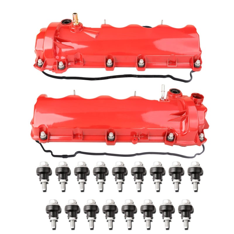 MITZONE Upgrade Left and Right Aluminum Valve Cover Kit Compatible with Ford Lincoln Mercury Explorer F150 F250 F350 Mustang Expedition Mark LT Navigator Mountaineer 46L 54L 20042014