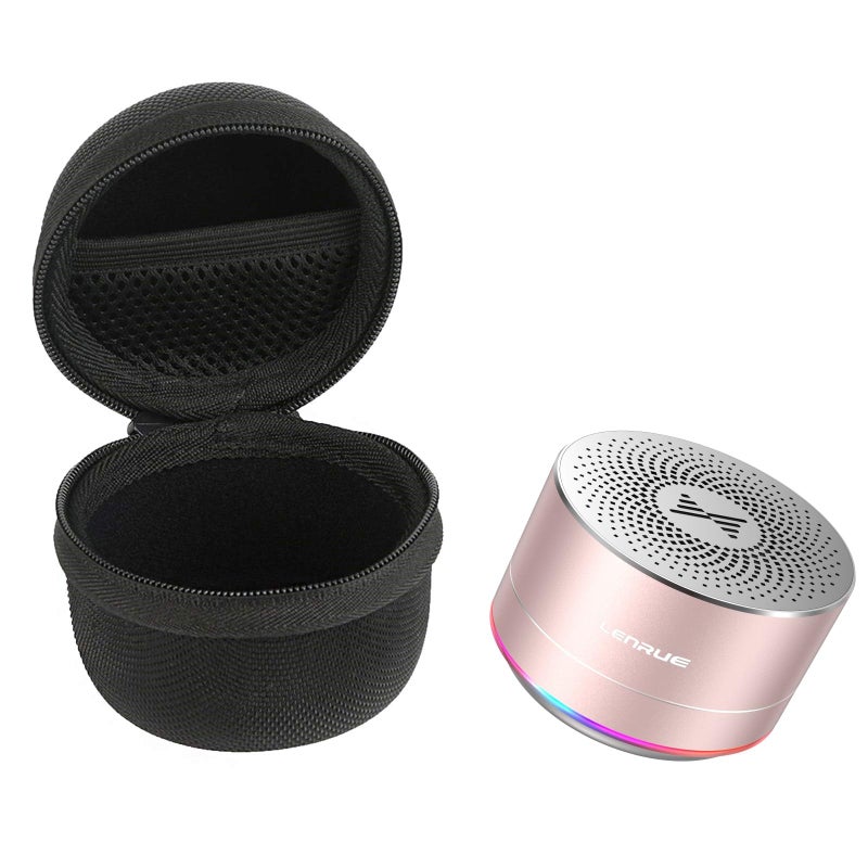LENRUE Portable Wireless Bluetooth Speaker with Built-in-Mic,Handsfree Call,AUX Line,HD Sound and Bass for iPhone Ipad Android Smartphone and More (Pink+case) - Image 1