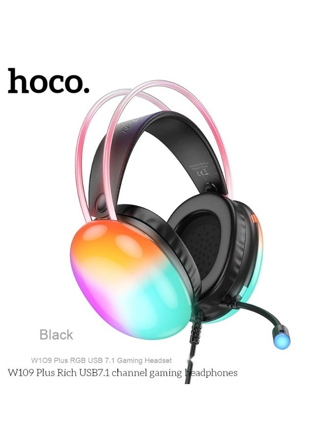 هوكو سماعة ألعاب W109 بلس USB 7.1 مع تأثيرات إضاءة RGB ديناميكية  - Image 1