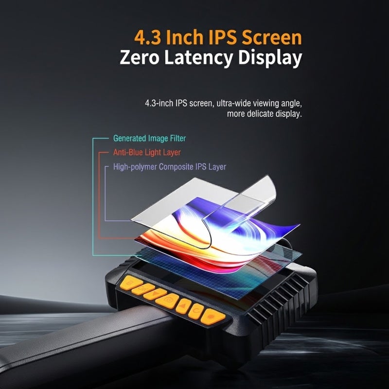 Industrial Inspection Camera with 4.3" LCD Screen, 1080P Waterproof Borescope, 8mm Lens, Adjustable LED Light, Rechargeable Battery, 10m Semi-Rigid Cable - Image 5
