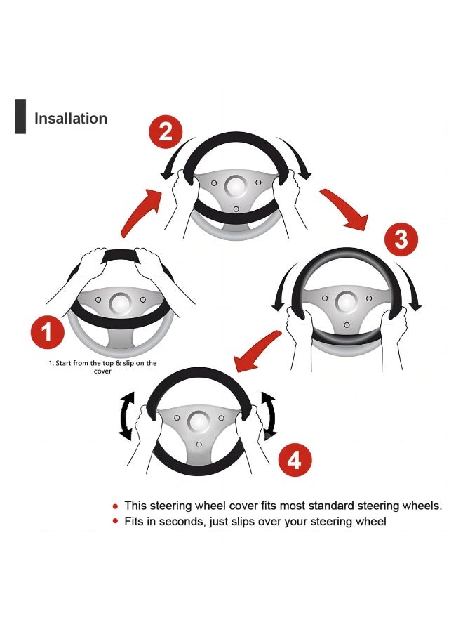 Roca Universal Leather Steering Wheel Cover for Cars – Anti-Slip, Sweatproof, Wear-Resistant, Soft Padding for Comfort, All-Season Protection, Easy Installation, Fits Most Standard Round Steering Wheels (Beige) - Image 3