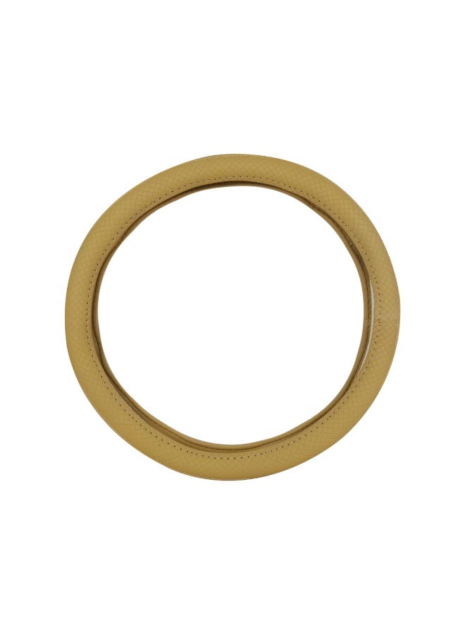 Roca Universal Leather Steering Wheel Cover for Cars – Anti-Slip, Sweatproof, Wear-Resistant, Soft Padding for Comfort, All-Season Protection, Easy Installation, Fits Most Standard Round Steering Wheels (Beige) - Image 2