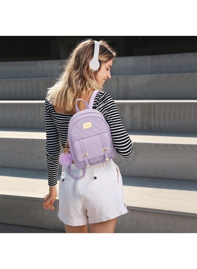 kkxiu Girls Small Backpack Purse Vegan Leather Quilted Mini Daypack for Women Trendy Bookbag (Black) - Image 3