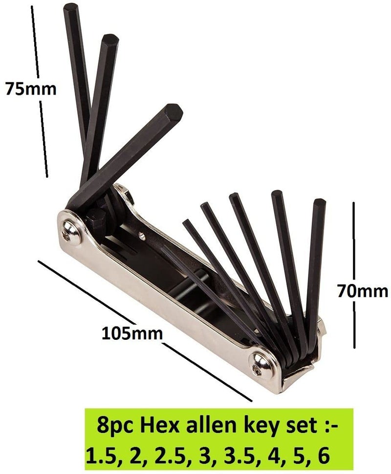Inditrust مجموعة مفاتيح ألين سداسية قابلة للطي 8 قطع جديدة - Image 1