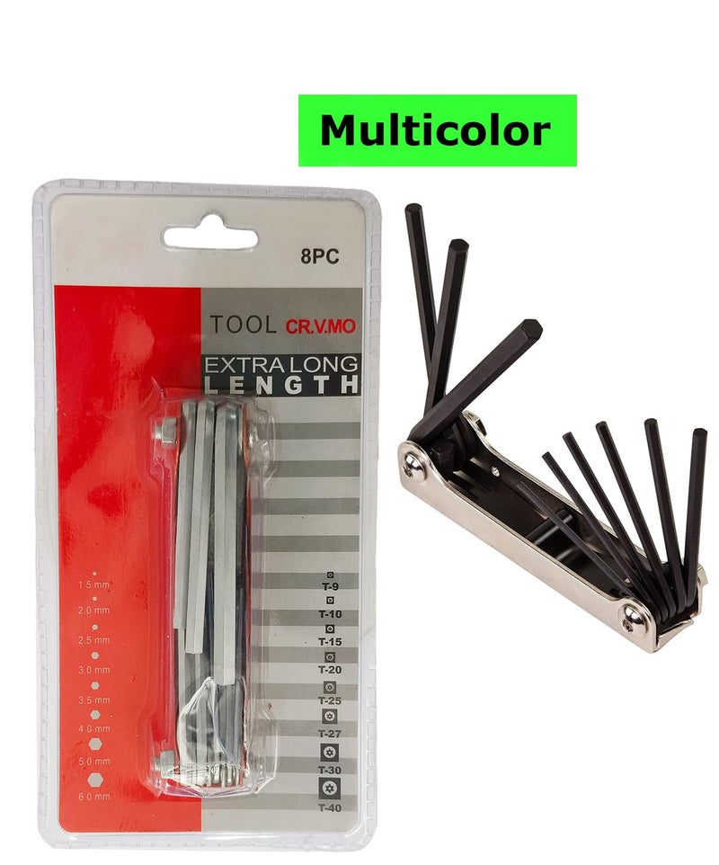 Inditrust مجموعة مفاتيح ألين سداسية قابلة للطي 8 قطع جديدة - Image 2