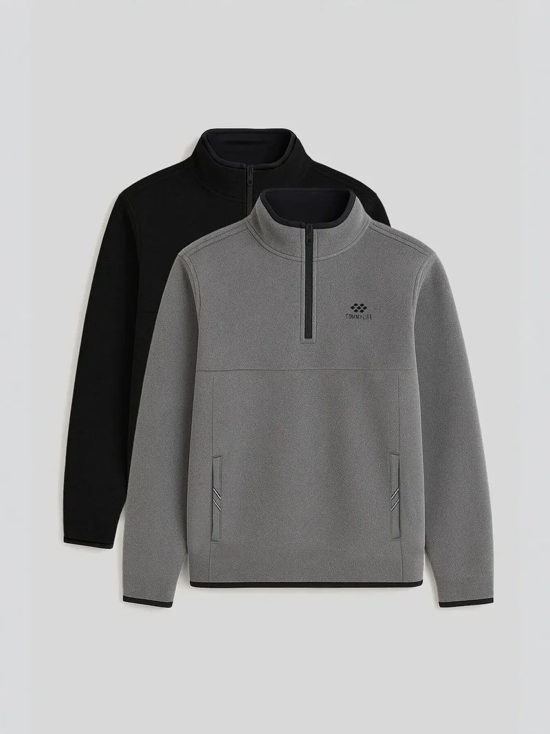 تومي لايف TOMMY Men's Half-Zip Plush Sweatshirt