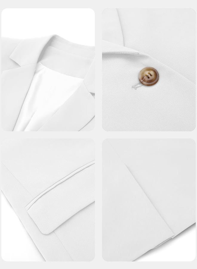 CRAZY GRID Women Business Casual Blazer Work Professional Office Blazer Jacket Ladies Buttons Long Sleeve Fashion Suit Jacket L White - Image 5