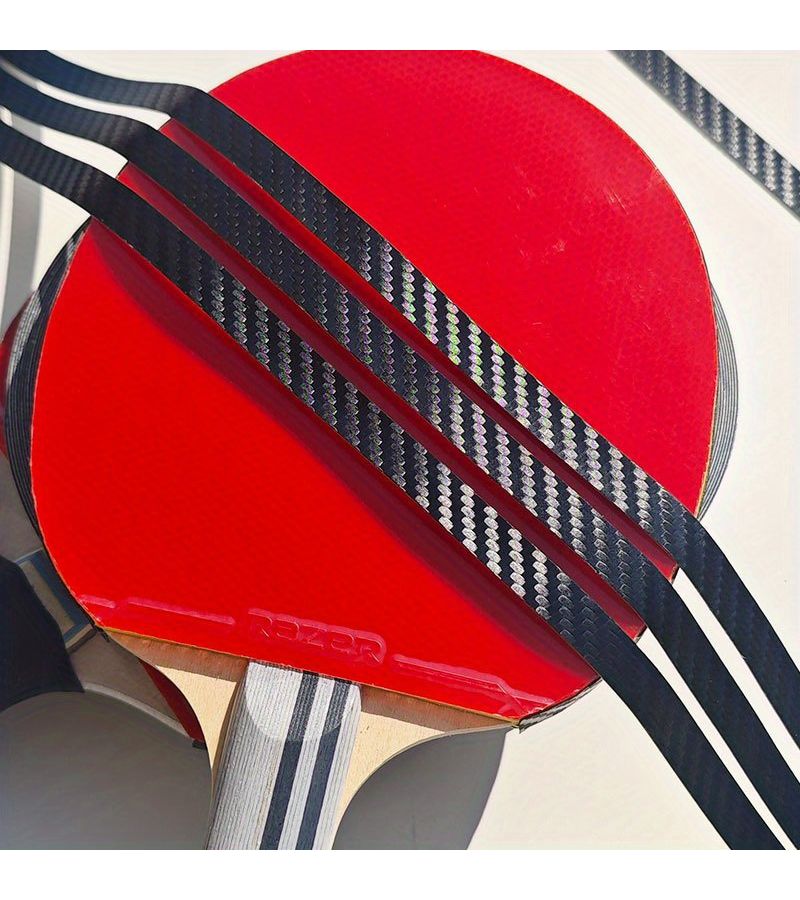 Black 8mm 4pcs Self-Adhesive Carbon Fiber Table Tennis Racket Edge Guard Strip - Image 1
