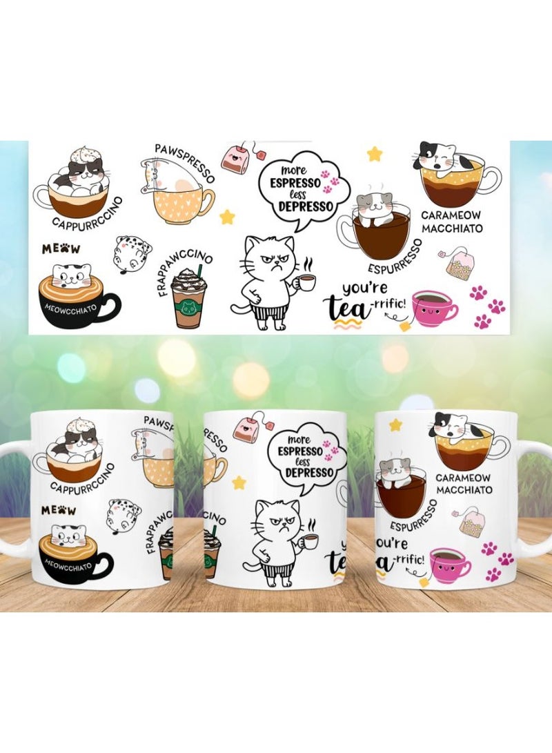 You're Tea Riffic Cat Coffee Full Wrap Mug 11oz