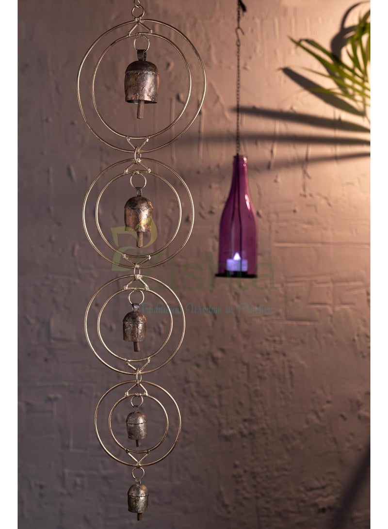 Zishta Golring 5 Copper Wind Chimes for Home | Perfect for Home Decor, Gifting | - (5 Bells) - Image 2