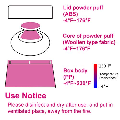 Aurasin BPA Free Baby Powder Puff Box, Large 2.8" Fluffy Body After-Bath Powder Case, Baby Care Face/Body Villus Powder Puff Container, Makeup Cosmetic Talcum Powder Container with Hand Holder (Pink) - Image 3