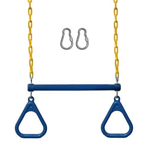 Jungle Gym Kingdom Swing Sets for Backyard Monkey Bars Swingset Accessories Set Includes 18 Trapeze Swing Bar 48 Heavy Duty Chain with Locking Carabiners Outdoor Play Equipment Blue - Image 1