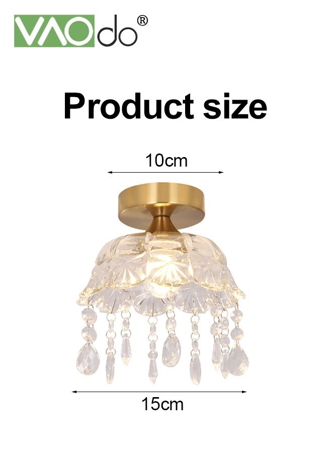 VAOdo Simple Post-Modern Wall Lamp Retro Full Copper and Glass Ceiling Lamp Without Light Bulb Easy Installation Suitable For Porch Bedroom Corridor - Image 5