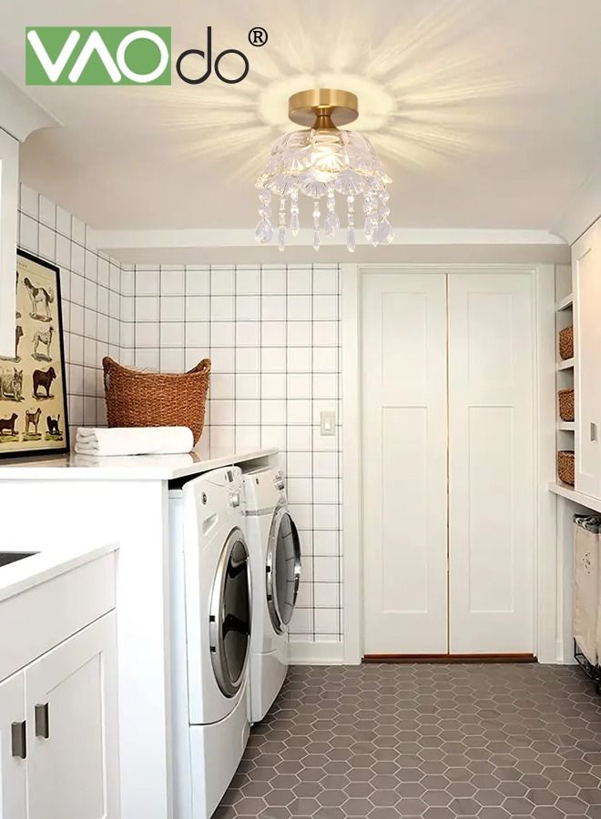 VAOdo Simple Post-Modern Wall Lamp Retro Full Copper and Glass Ceiling Lamp Without Light Bulb Easy Installation Suitable For Porch Bedroom Corridor - Image 4