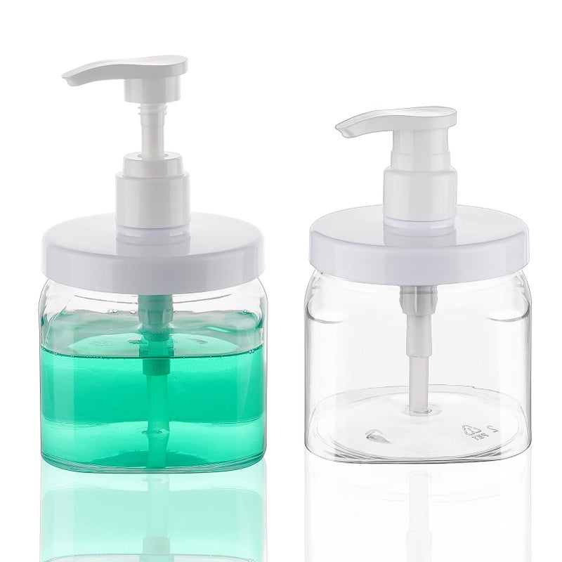 Decorniqu Pump Bottle Dispenser 2 Pack 550Ml/18.6Oz Lotion Dispenser Wide Mouth Plastic Refillable Lotion Pump Bottles Empty Bathroom Shower Containers For Hand Wash Shampoo Conditioner(Clear) - Image 1