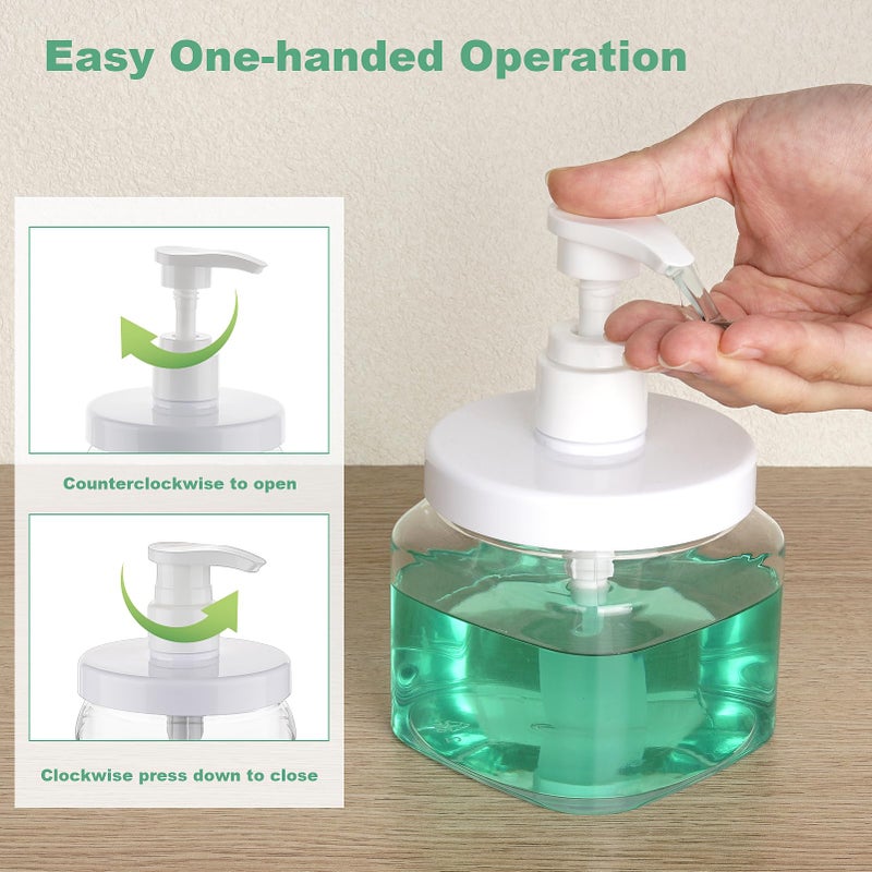 Decorniqu Pump Bottle Dispenser 2 Pack 550Ml/18.6Oz Lotion Dispenser Wide Mouth Plastic Refillable Lotion Pump Bottles Empty Bathroom Shower Containers For Hand Wash Shampoo Conditioner(Clear) - Image 4