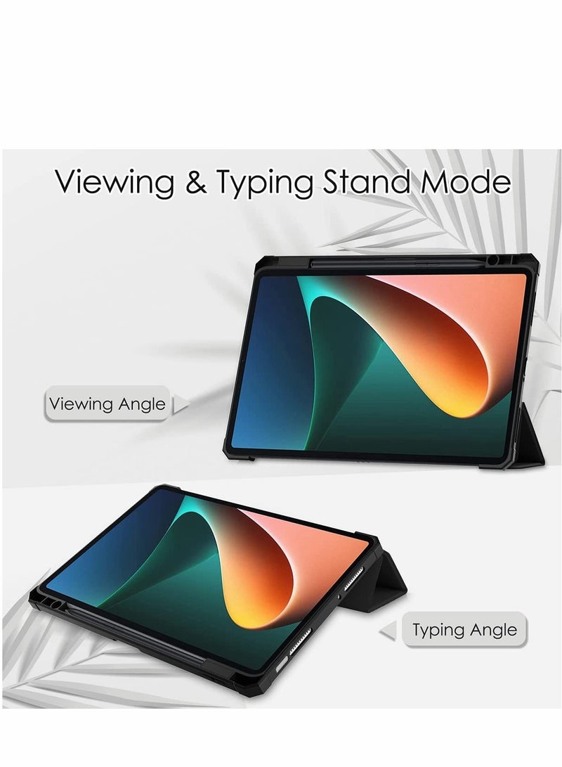 حافظة Xiaomi Mi Pad 5/Pro 11" مع حامل قلم، استيقاظ/نوم تلقائي، قاعدة ثلاثية الطي، غطاء خلفي شفاف - Image 2