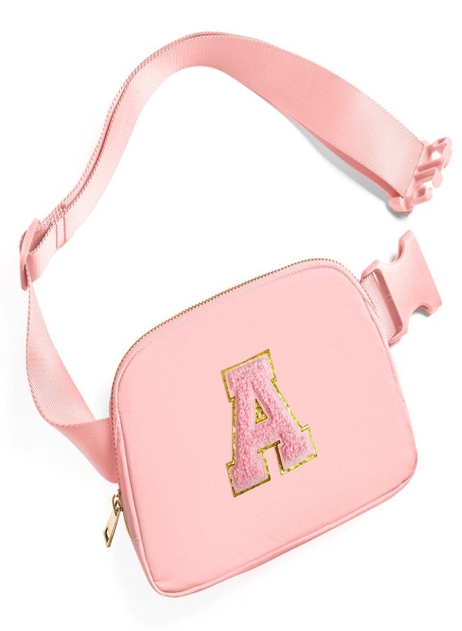 Gitus Belt Bag Fanny Pack Crossbody Bags with Initial Letter Patch Cute Stuff Birthday Gifts for Teenager Girls Trendy Preppy Stuff for Teen Girls Cool Stuff for Teens, Light Pink, 7.8 inches * 2.4 - Image 1
