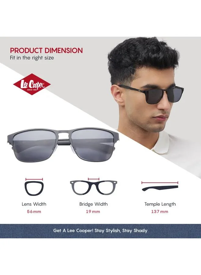 Lee Cooper Polarized Sunglasses Grey Frame Matte Black Mirror Lens 56mm  - LC1222C01