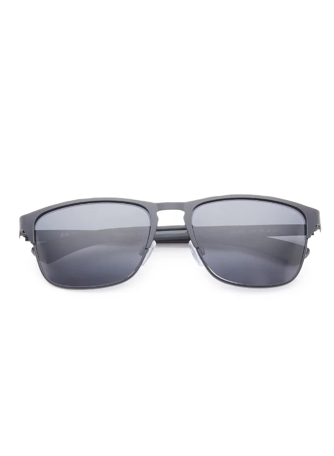 Lee Cooper Polarized Sunglasses Grey Frame Matte Black Mirror Lens 56mm  - LC1222C01