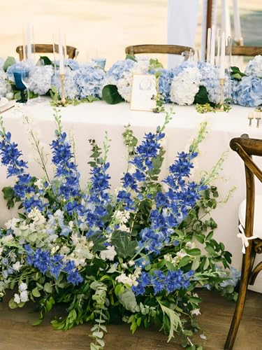 Fqueelvys Blue Delphinium Artificial Flowers,8PCS Faux Delphinium Bulk 33.5'' Long Stem Larkspur Silk Flowers for Tall Vase Table Centerpieces Wedding Home Garden Decor(Navy Blue) - Image 2