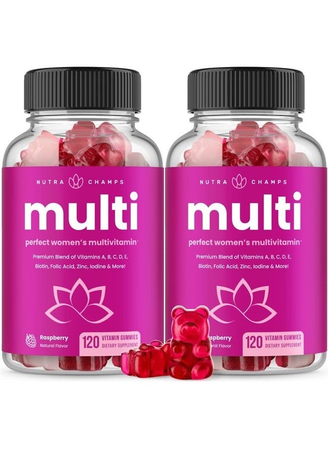 NutraChamps علكات الفيتامينات المتعددة للسيدات | فيتامينات أ، ب، ج، د، هـ، البيوتين، حمض الفوليك | الفيتامينات اليومية للنساء | فيتامينات متعددة قابلة للمضغ للسيدات | مكمل غذائي للعظام والدماغ والقلب والمناعة والطاقة (عبوتان)  - Image 1