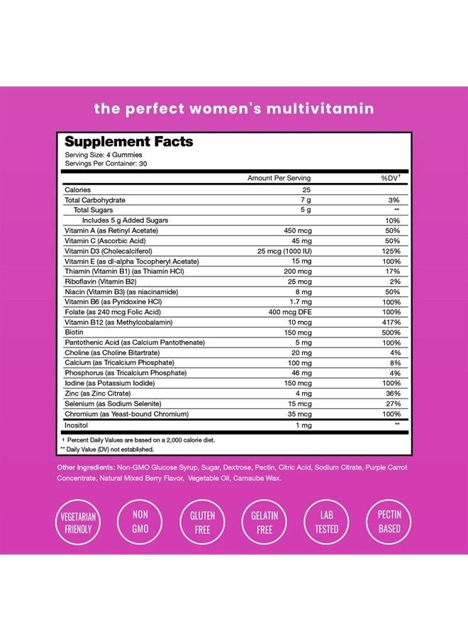 NutraChamps علكات الفيتامينات المتعددة للسيدات | فيتامينات أ، ب، ج، د، هـ، البيوتين، حمض الفوليك | الفيتامينات اليومية للنساء | فيتامينات متعددة قابلة للمضغ للسيدات | مكمل غذائي للعظام والدماغ والقلب والمناعة والطاقة (عبوتان)  - Image 2