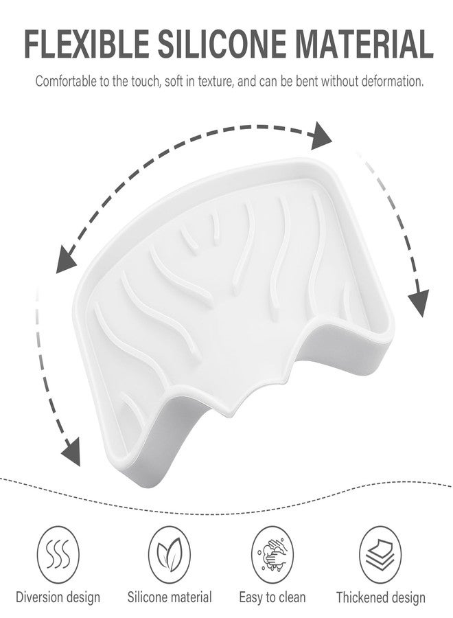 زيزن طبق صابون سيليكون مع تصريف، صينية صابون مطبخ SAISN للاستحمام، عبوة من قطعتين، طبق صابون ذاتي التصريف، حامل صابون ناعم للحمام لحوض المطبخ، حافظة صابون مرنة محمولة، لون أبيض - Image 5