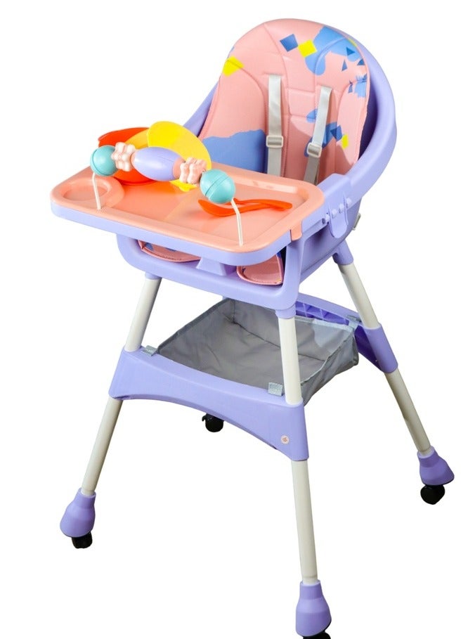 كرسي طعام جلد مبطن مع العاب بنفسجي - S360 - Image 1