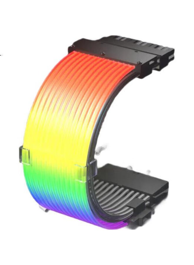 Kelepu Motherboard 24Pin Power Cable, Supports 500-800W, Dual Light Board Neon Cable, Illumination Wire, Neon Wire, 24P Male-Female Extension Cable, 245Mm - Image 2