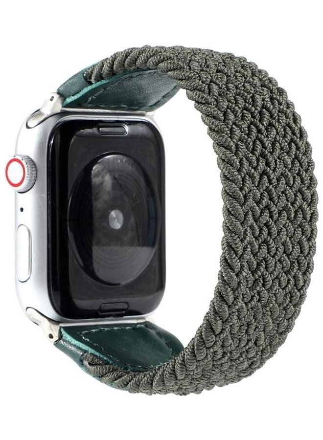 HuHa Braided Watchband For Apple Watch Series 7 45mm/6 u0026 SE u0026 5 u0026 4 44mm/3 u0026 2 u0026 1 42mm Army Green - Image 1