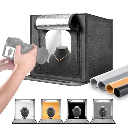 Neewer Neewer NEEWER Upgraded Photo Studio Light Box, 16"x16" Glare Free Shooting Tent w/ 4 Color Backdrops, 144 LEDs 5600K - Image 2