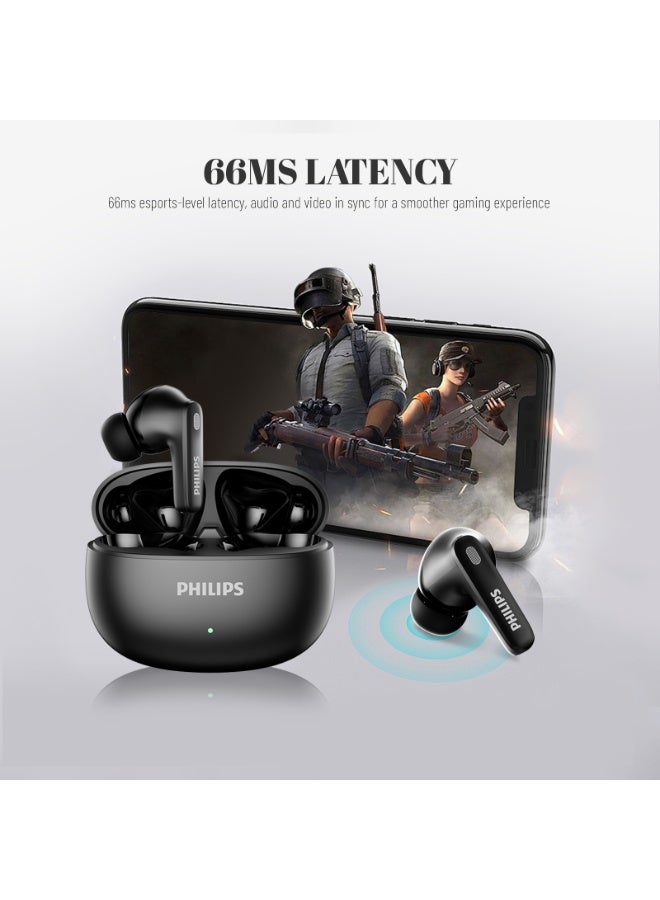 Philips Earbuds, Bluetooth Earbuds, Headphone, Open Ear Ring True Open Ear Headphones, True Wireless Earbuds - Bluetooth ， In-Ear Headphones， Bluetooth - Up to 30dB Active Noise Reduction, 66ms Low Latency for Gaming, 28H Playtime, 13mm Bass Drivers, Dual-Mic AI Call Clearance for iPhone Android TAT1620 black - Image 4