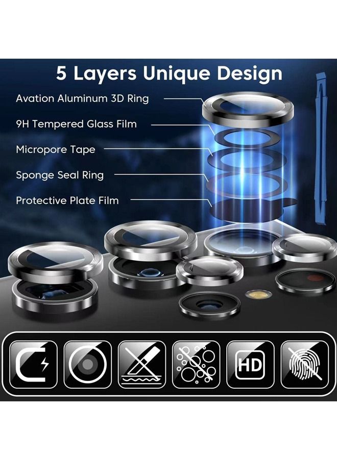 كابتن تيك Samsung Galaxy S23 Ultra Camera Lens Protector Keep Lens Original Design 9H Tempered Glass Metal Ring Camera Cover Screen Protector Case Friendly Night Shot Mode HD Clear - Image 2
