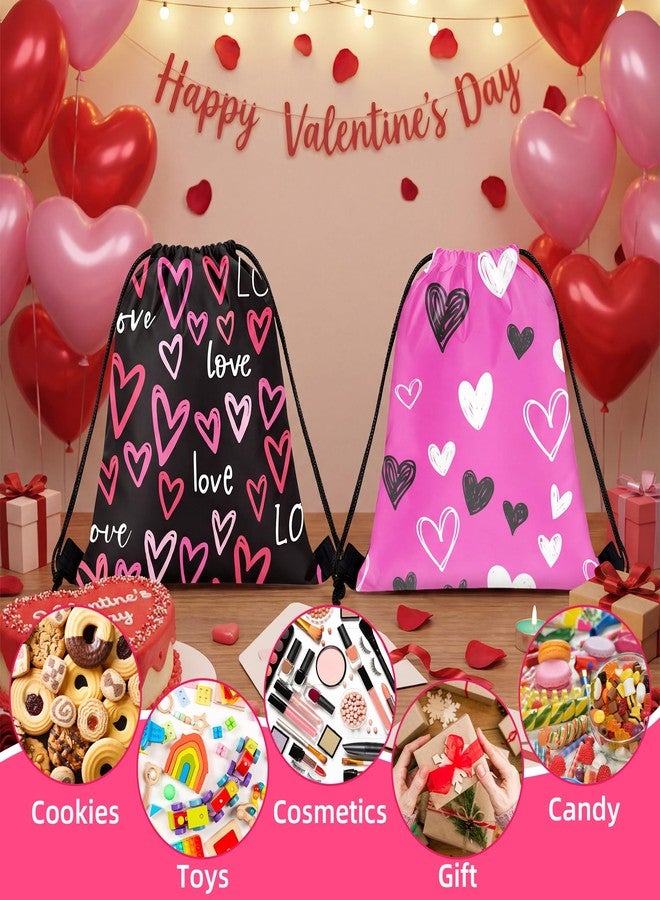 Bafeil 12 Pcs Valentines Day Drawstring Bags Bulk Reusable Heart Gift Goodie Treat Bags Backpack for School Wedding Holiday Valentine's Party Favors Decoration - Image 5