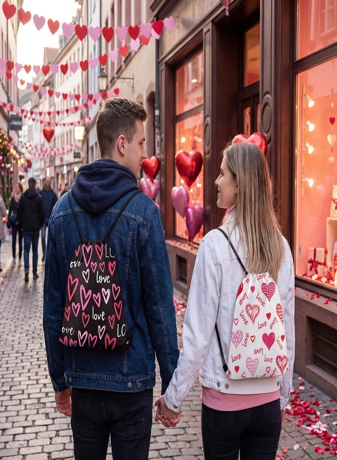 Bafeil 12 Pcs Valentines Day Drawstring Bags Bulk Reusable Heart Gift Goodie Treat Bags Backpack for School Wedding Holiday Valentine's Party Favors Decoration - Image 3